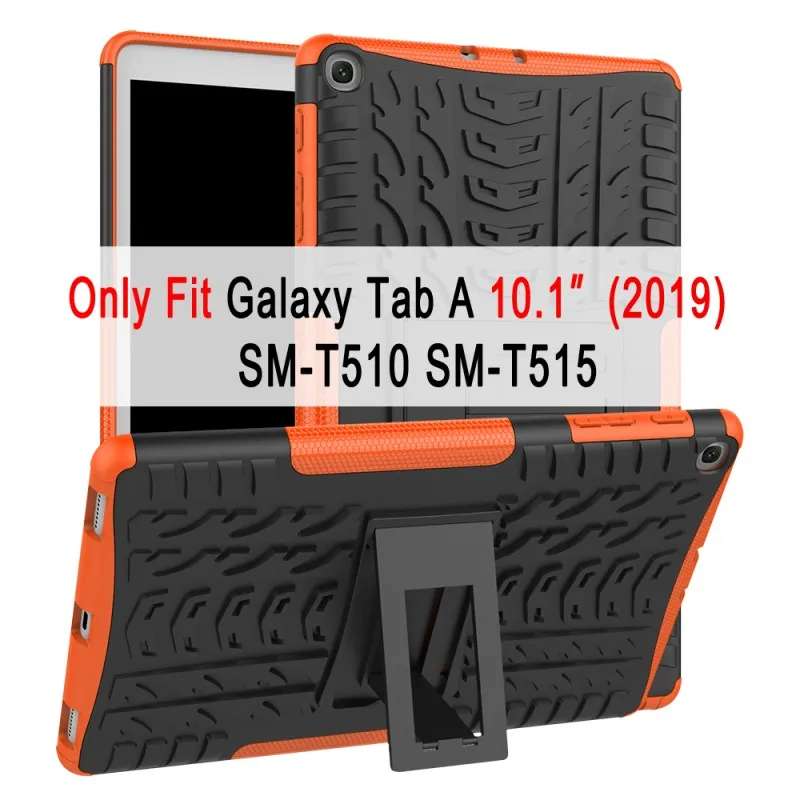 Чехол для samsung Galaxy Tab A 10,1 SM-T510 SM-T515 T510 T515, тонкий Силиконовый противоударный чехол-подставка+ пленка+ ручка - Цвет: SM-T510 orange