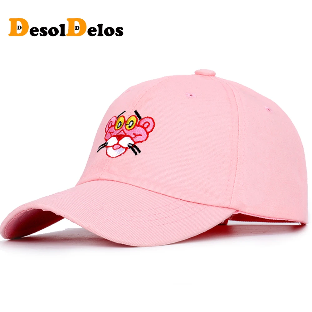 

Cartoon Embroidered Pink Leopard Baseball Caps Unisex Adjustable Visor High Quality Breathable Truck Driver Hats Animal bone