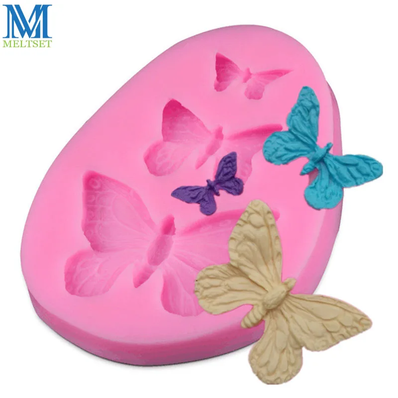 3 Hole Butterfly Silicone Fondant Molds 3D Soap Mould Wedding Cake