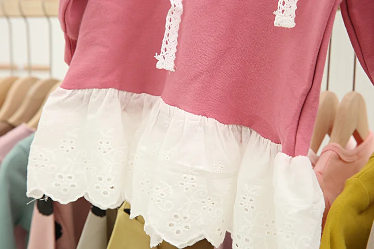 Детская одежда с капюшоном для девочек кружевное платье с длинными рукавами с капюшоном повседневные платья детское платье трапециевидной формы