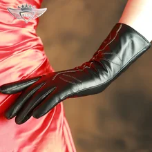 KLSS Брендовые женские перчатки из натуральной кожи, высококачественные перчатки из козьей кожи, модные черные элегантные женские перчатки из овчины для вождения, W308