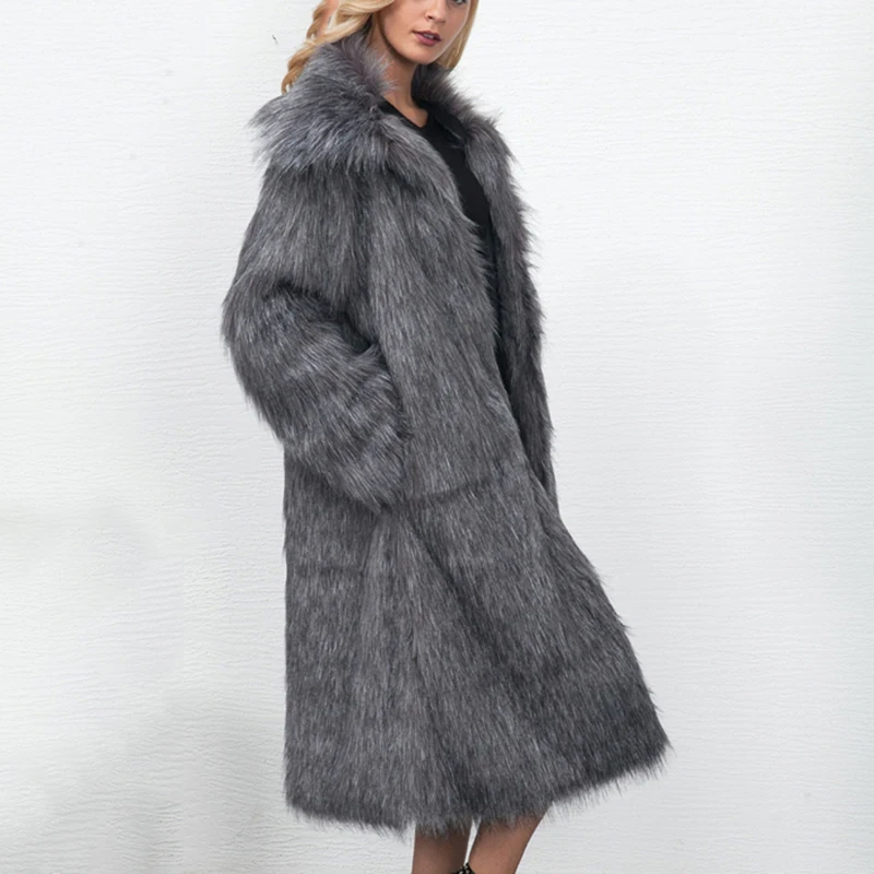 CbuCyi зимнее длинное пальто для женщин, куртки из искусственного меха, Свободные повседневные толстые теплые меховые пальто, женская верхняя одежда, куртка размера плюс S-XL, 4 цвета