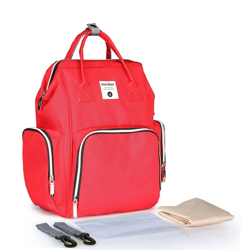 Новая модная многофункциональная сумка для мам, рюкзак для мам, сумка для подгузников, дизайнерские сумки для ухода за ребенком - Цвет: red
