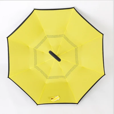 Drop shipping Windproof C-type Folding reverse umbrella hands-free rain/sun women/men outdoor double Layer Inverted zizihua - Цвет: yellow