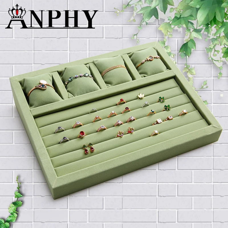 

ANFEI New Matcha Color Jewelry Display Tray Stand For Ring Bracelet Stand Holder Watch Chain Display Tray