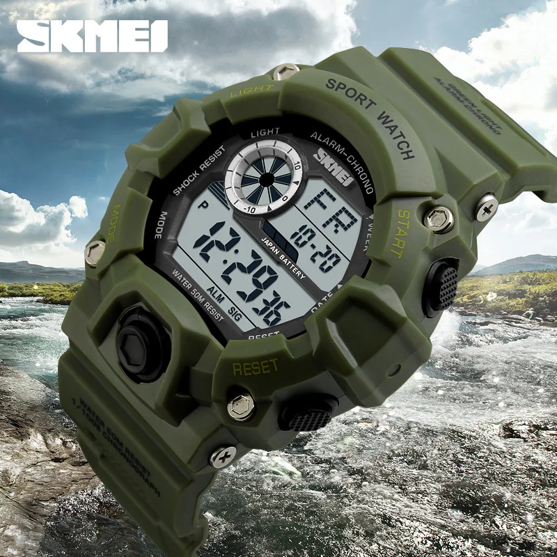 SKMEI мужские спортивные часы люксовый бренд камуфляж военные цифровые