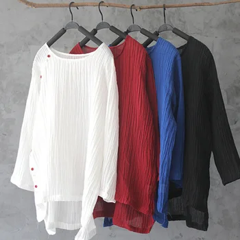 

SCUWLINEN Women Tops 2020 New Vestidos O-neck Three Quarter Solid Irregular T-shirts for Women Casual Loose Female T-shirt S158