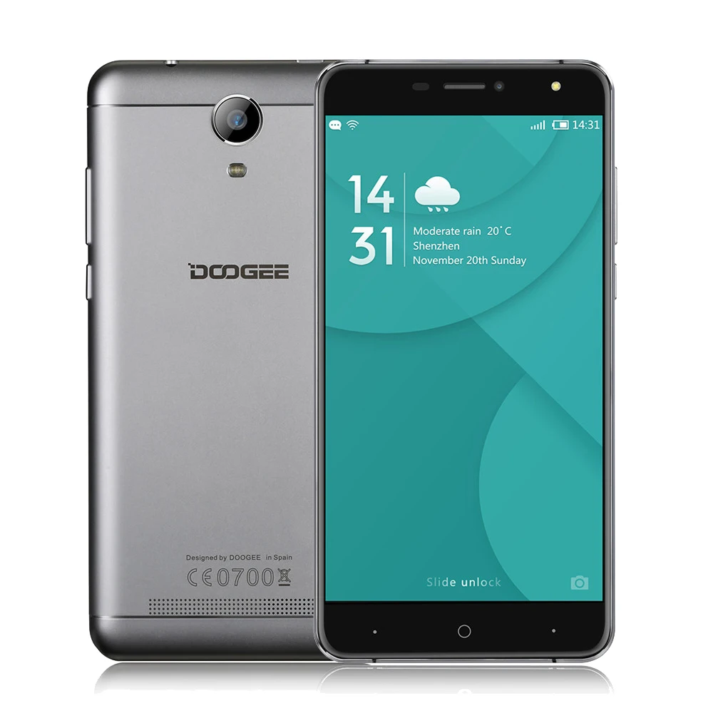 Оригинал doogee x7 android 6.0 mtk6580 quad core дюймов 2.5d hd IPS Экран RAM 1 ГБ ROM 16 3 Г WCDMA Dual SIM Мобильные