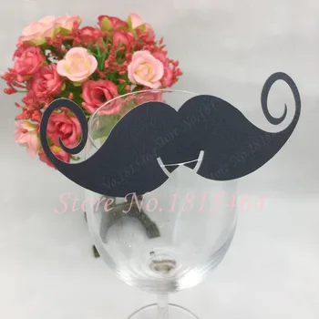 

50pcs Mustache Glass Cards Laser Cutting Place Name Cards Men Party Table Invitation Cards Wedding Event Decoration Supplies