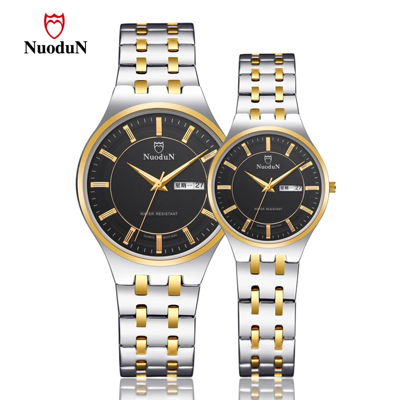 New Top Brand Luxury Gold Watch Men Women Lovers' Wristwatches Stainless Steel Waterproof Clock Date Couple Quartz Watches 2044 
