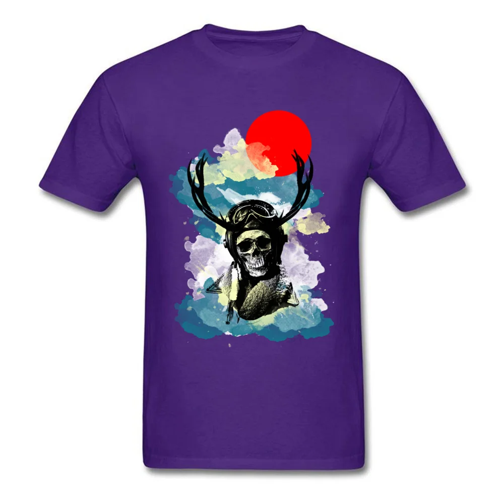Water Color Pilot Deer and skull_purple