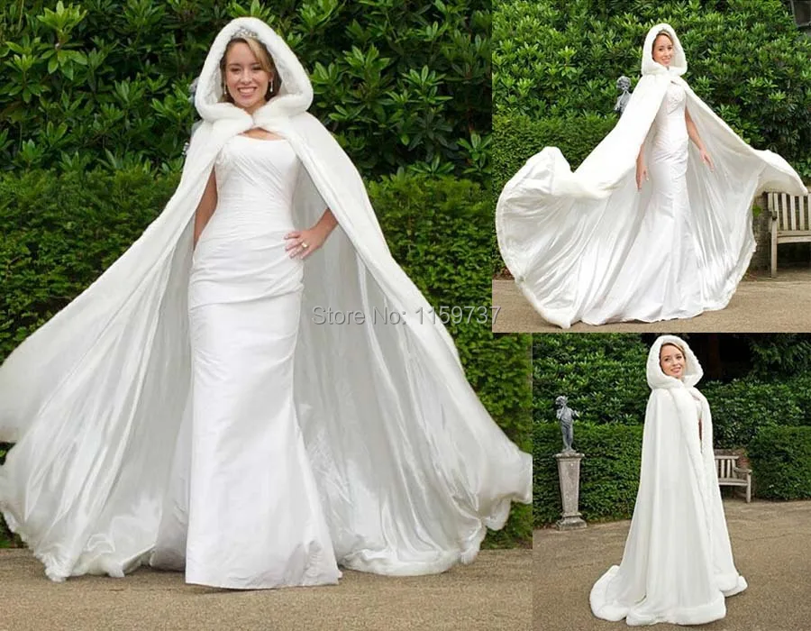 Best Selling Princess Ladies Wedding Cloak Custom Made Hooded with Faux ...