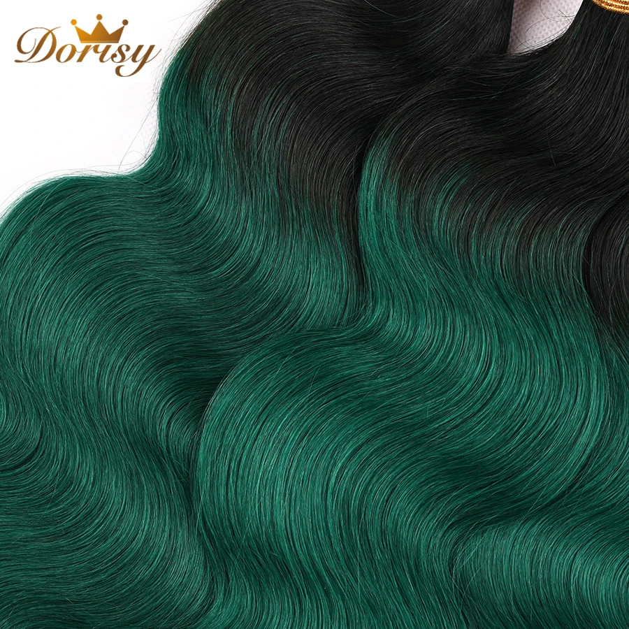 T1b Green Ombre Bundles With Closure Human Hair Bundles With Frontal Lace Frontal With Brazilian Remy Body Wave Hair Bundles