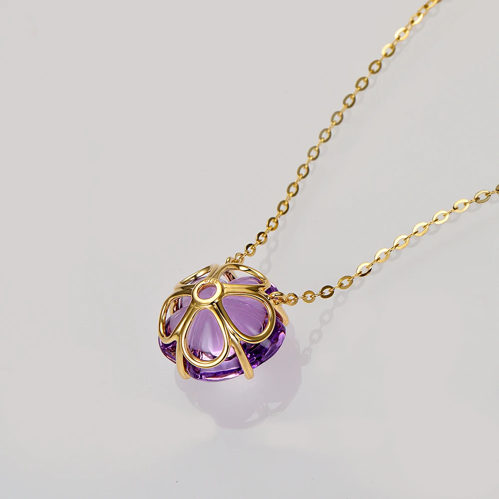Подвеска для ожерелья из золота 14 карат с аметистом в форме цветка IF|pendant gold|pendant
