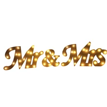 Свадебные светодиодный светильник для письма "MR& MRS" свадьба и ночник украшения дома