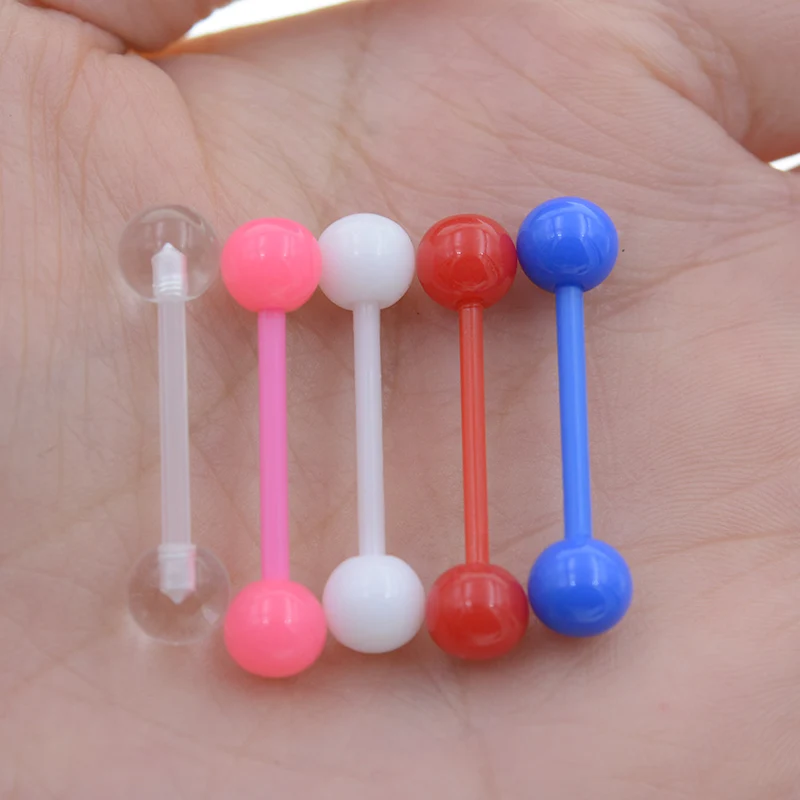 2 pcs/Lot Luminous Indian Style 1.6*19*6mm Straight Barbell Tongue Piercing 14 Gauge Acrylic Body Jewelry Tragus Nipple Ring - Image 6