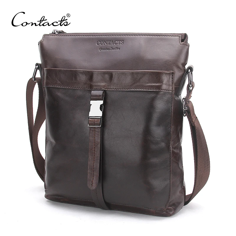 CONTACT&#39;S Genuine Leather Men Bags Hot Sale Male Messenger Bag Man Fashion Crossbody Shoulder ...