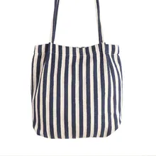 Модная, сумка, шоппинга Для женщин парусиновая сумка для покупок большой Ёмкость в полоску Сумка Высокое качество