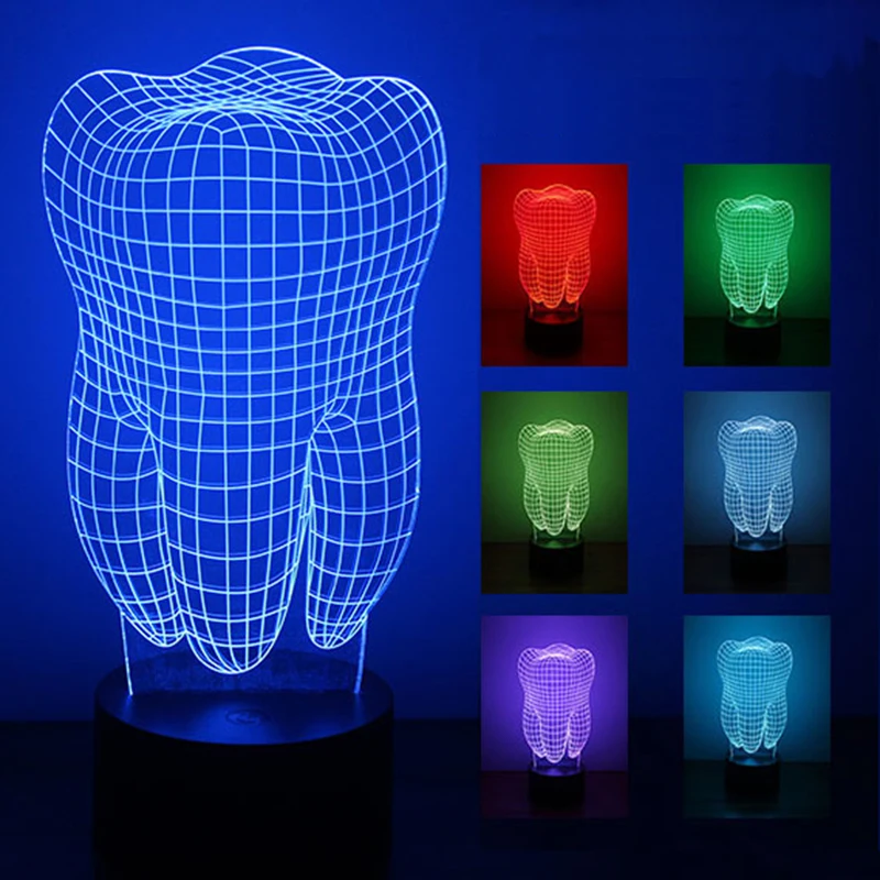 

Teeth Type 3D Led Lamp Dental Creative gift Colorful 3D Tooth Gradient Light Dental Clinic Artwork Artware Night Dental Shows