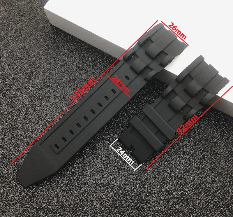 

26mm Silicone Rubber Watchband Black Luxury Men Wristband Watch Bracelet band No Buckle For Invicta/Pro/Diver strap logo on