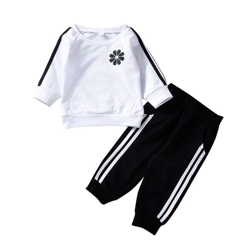 

Baby clothes Tshirt Tops+Pants Newborn Toddler Cotton Flower Long Sleeve outfits T-shirt Trousers ropa bebe modis kids clothes