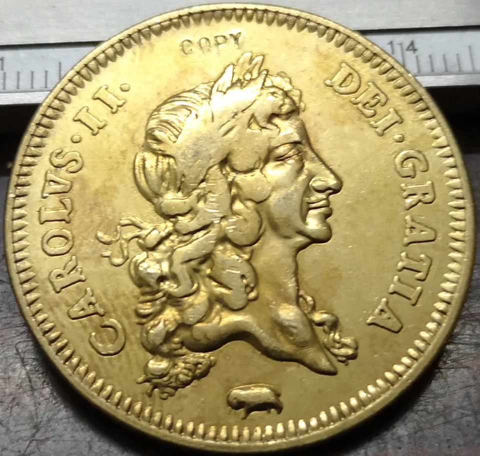 

1682 England 2 Guineas - Charles II .9999 pure Gold Plated Copy Coin