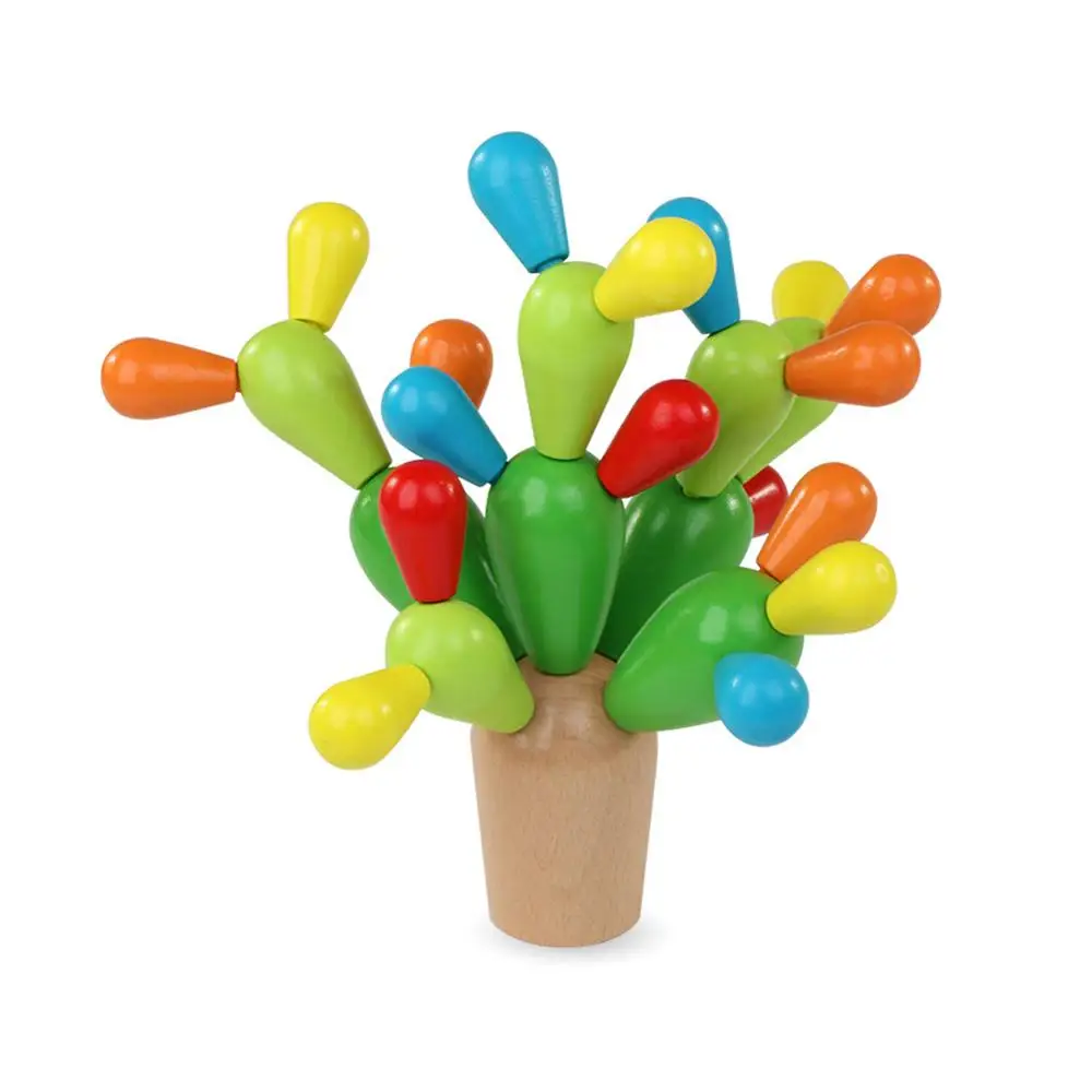 

Wooden Balancing Cactus Toy Removable Building Blocks Early childhood Education Toy Montessori Wooden Tree Blocks Cactus Toy