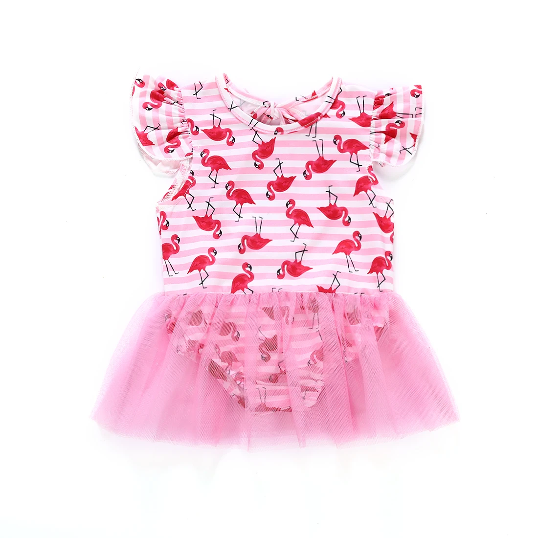 Купальный костюм с фламинго для новорожденных девочек, Цельный купальник, монокини, купальный костюм, пляжное платье, комбинезон - Цвет: A