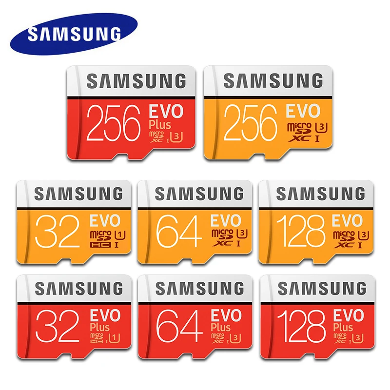 Карта памяти Samsung 100% EVO + 256 ГБ 128 Гб 64 ГБ 32 ГБ 16 ГБ EVO Plus SDHC SDXC Micro SD класс EVO + EVO класс 10 C10 Максимальная скорость 95 м/