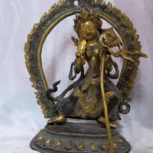 S02140 1" Китай Тибет Бронзовый Буддизм большой белый зонтик Будды скульптура