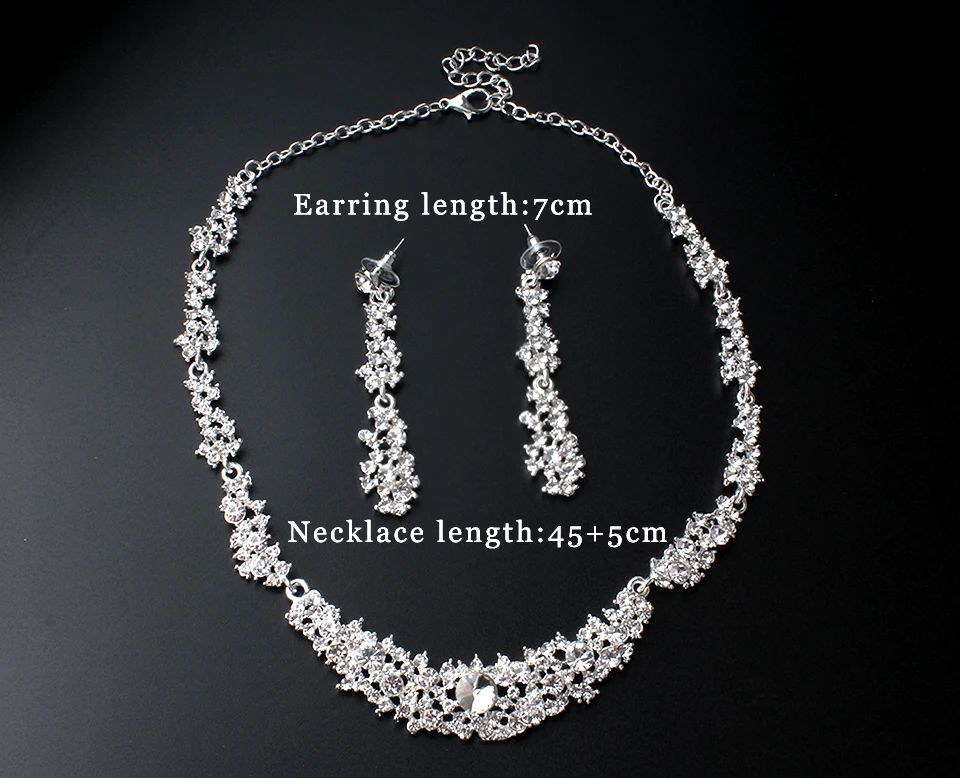 jiayijiaduo Classic Crystal Wedding Jewelry Set Silver Color Necklace Earrings for Women's Dresses Banquet Dating Jewelry