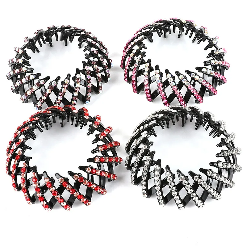 

Elegant Rhinestones Colorful Bud Hair Claw Maker Bun Hairgrip Hairpins Hair Styling Accessories Hair Clips For Women Girls Bezel
