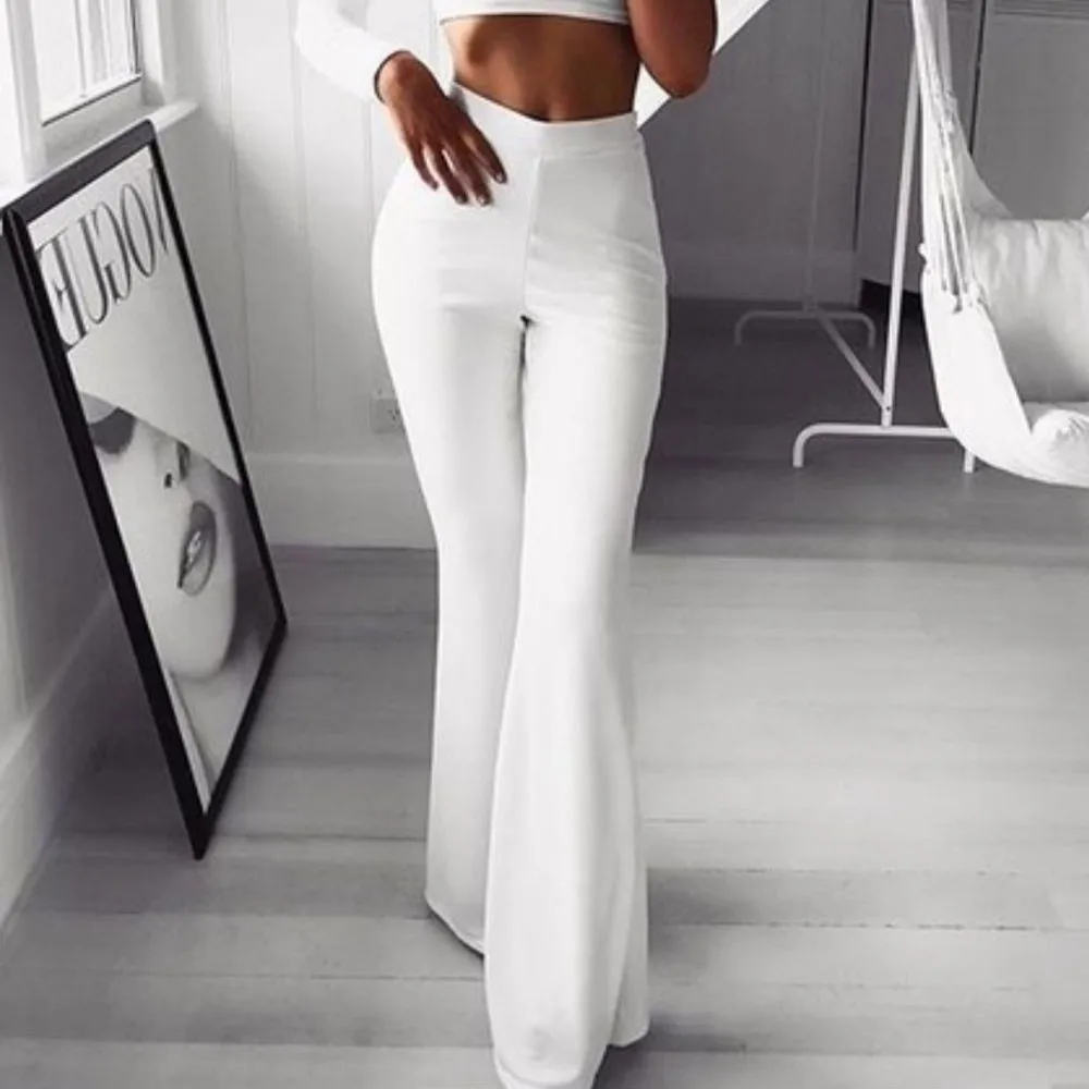 

high waist pants women Fashion women's summer trousers Solid Elasticity Leggings Bell-bottoms wide leg pants for women