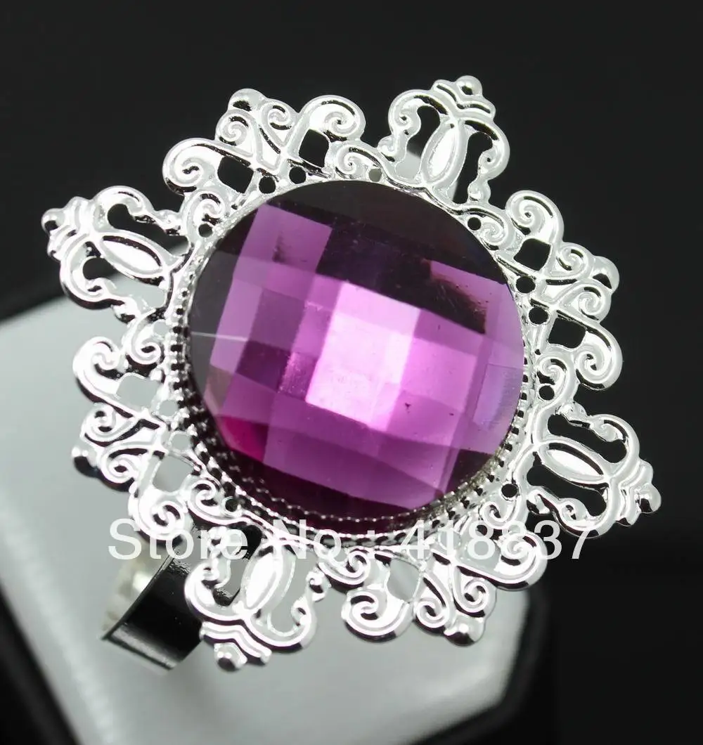 Free Shipping 30pcs/lot Purple Stone Paper Napkin Rings Serviette