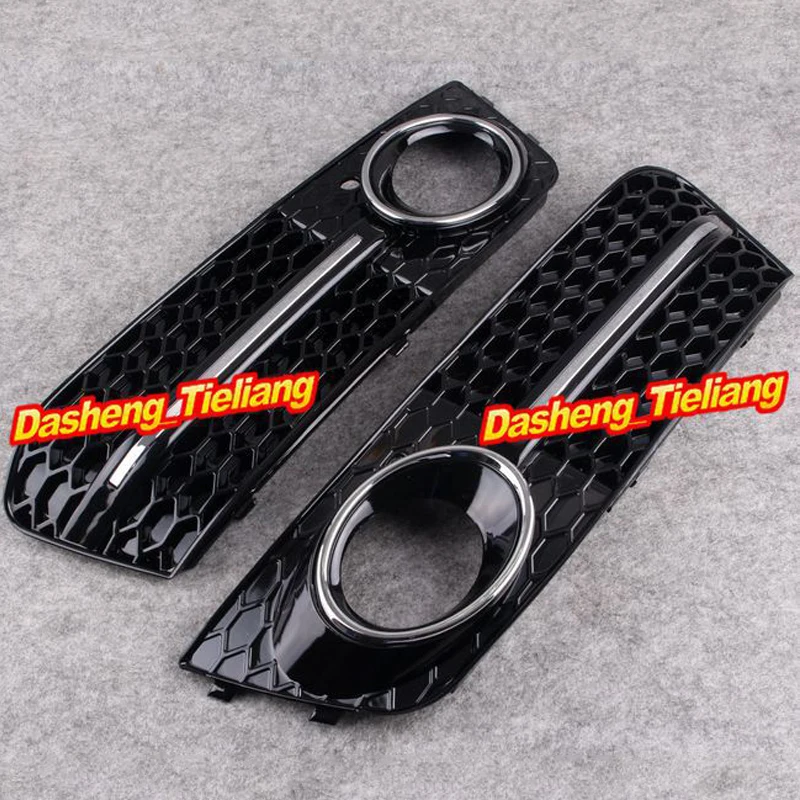 

Car Front Bumper Fog Light Cover Grills Replacement for Audi A4 B8 2009-2011 Pair High Quality