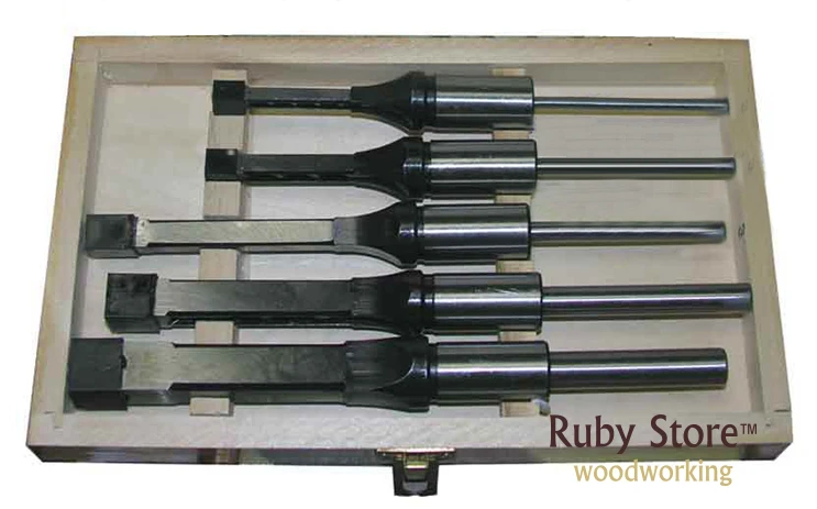 

5PCS Set Hollow Square Mortice and Chisel Bits in a wooden box