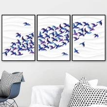 Modern Bird Flock Minimalist Wall Art Canvas Painting Nordic Posters And Prints Wall Pictures For Living Room Home Decor