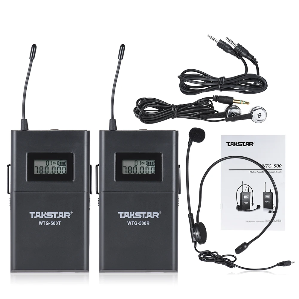 TAKSTAR WTG-500R UHF Wireless Acoustic Transmission Receiver 100m Effective Range 6 Selectable Channel LCD Display with Earphone