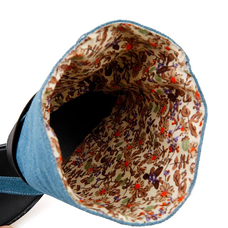 Синяя джинсовая обувь ASILETO женские сандалии гладиаторы с клиновидным носком