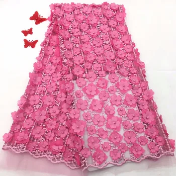 

Cassiel 3D High Quality Guipure Nigerian Lace Fabrics Tulle With Beads African Lace Fabric Embroidered French Net Lace Fabric
