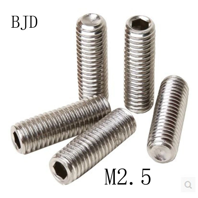 Screw 100Pcs//200Pcs DIN916 GB80 M2 M2.5 A2 Stainless Steel 304 Surfboard Fin Screws Inner Hex Cup Point Socket Set Grub Screw Length: M2X5 100Pcs