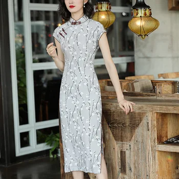 

Cheongsam Dress New Arrival Qipao Long High Split Women's Chinese Traditional Dress Ladies Elegant Stand collar Plus Size S-XXL