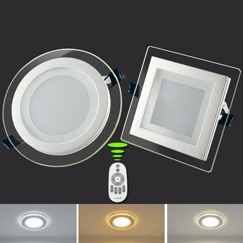 

The glass ceiling lamp LED downlight,but the color and brightness of light remote control remote control,6W 12W 18W.AC110-240V