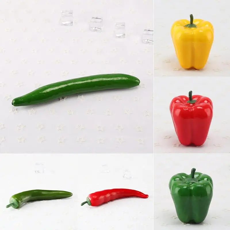 

Plastic Artificial Vegetable Simulation cucumber Banana Lifelike green pepper Kitchen Photography Props Home Decoration