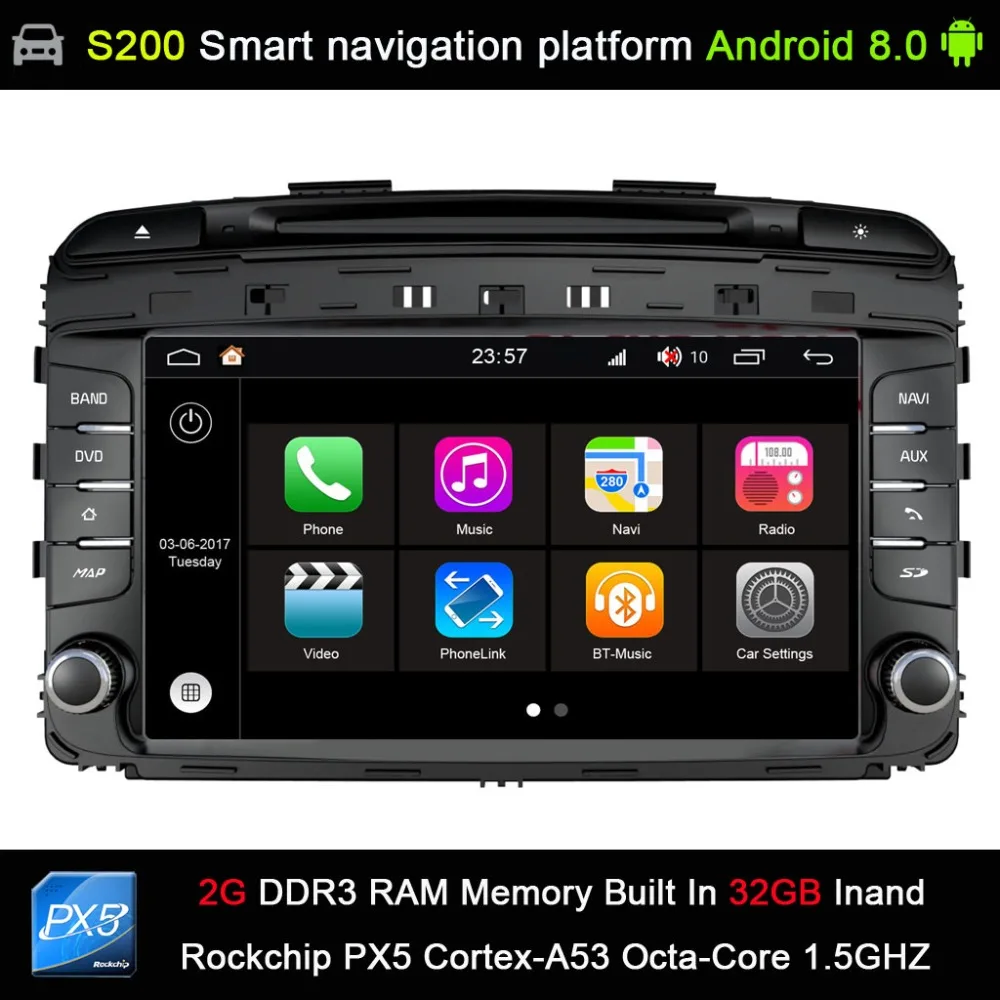 Android 8,0 система PX5 Octa 8-ядерный Процессор 2G Ram, 32 ГБ Rom Автомобильный DVD Радио gps навигации для Kia Sorento
