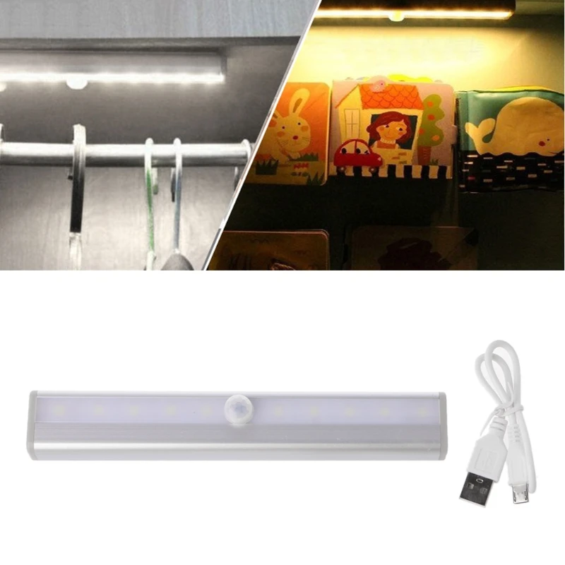 

YAM Wireless PIR Motion Sensor 10 LED USB Rechargeable Night Light Drawer Cabinet Wardrobe With Flexibility and Good Brightness