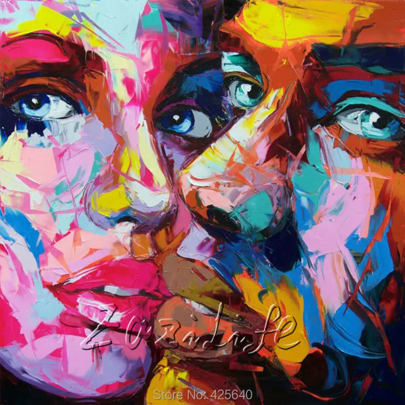 

Palette knife painting portrait Palette knife Face Oil painting Impasto figure on canvas Hand ainted Francoise Nielly 16-19