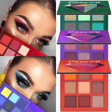 Nueva paleta de sombra de ojos mate con brillo de 9 colores, paleta de sombras de ojos con brillo y polvo de sombra de ojos de diamante brillante, pigmento cosmético stslm2