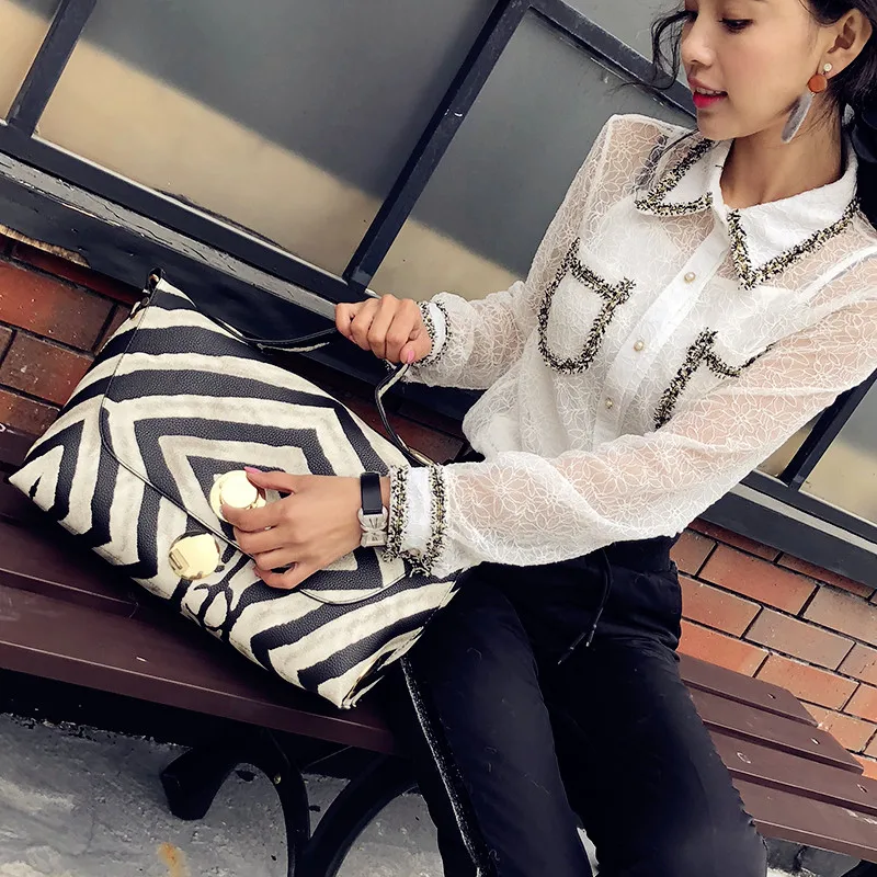 envelope bag stylish female big handbag leisure shoulder bag women zebra grain large capacity pu leather bag for girls tote (11)