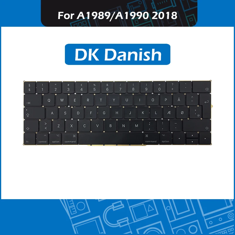 New A1989 A1990 Replacement keyboard DK Danish Layout for font b Macbook b font Pro Retina